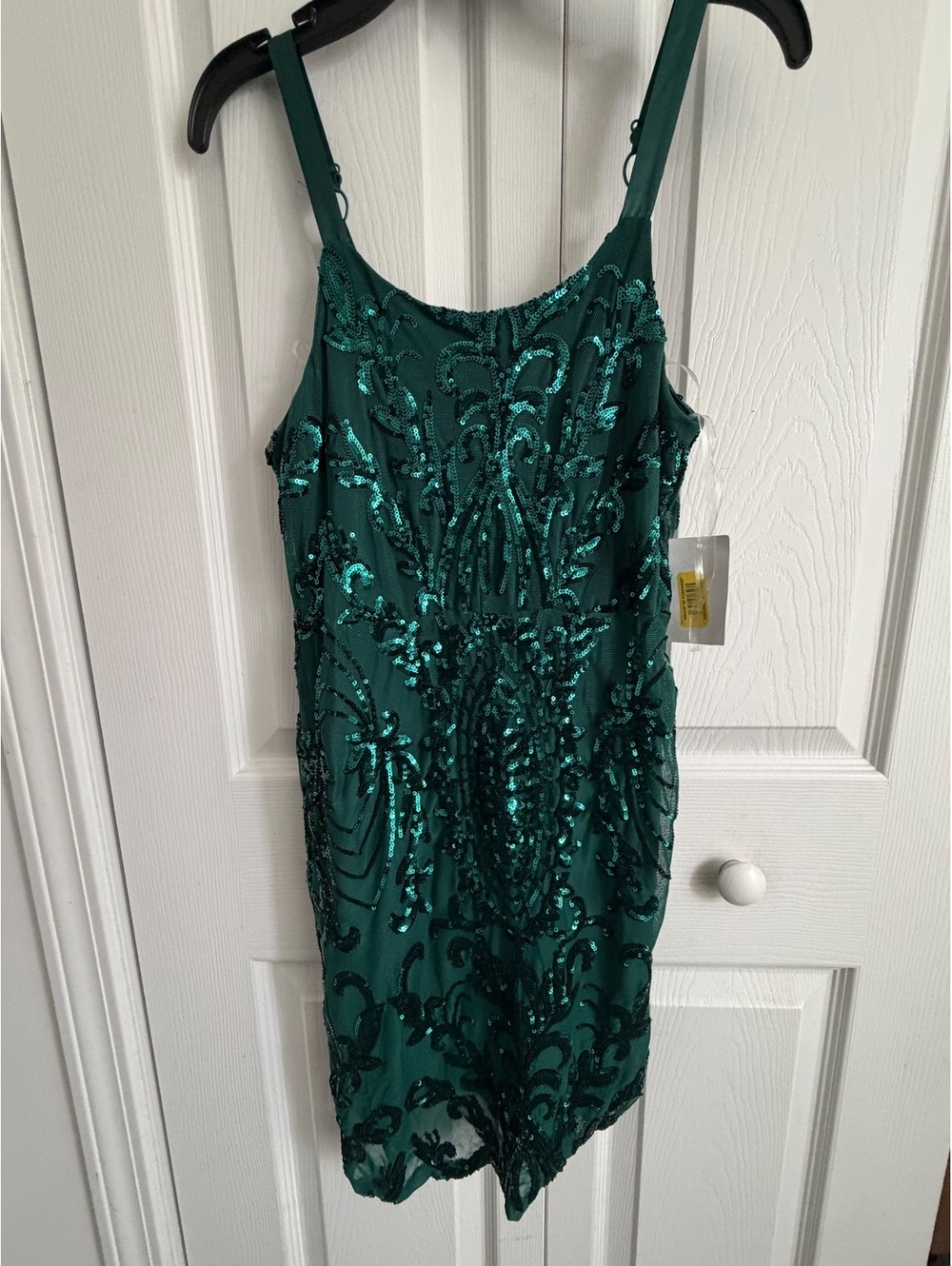 Poppies and Roses Emerald Green Sequin Slip Dress, Junior Size 14, NWT